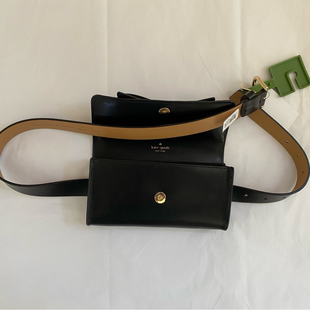 NWT Kate Spade Leather Black Belt Bag with Bow - Picture 9 of 9